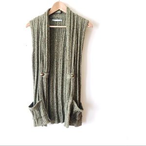 Sweater Vest Open Front Long